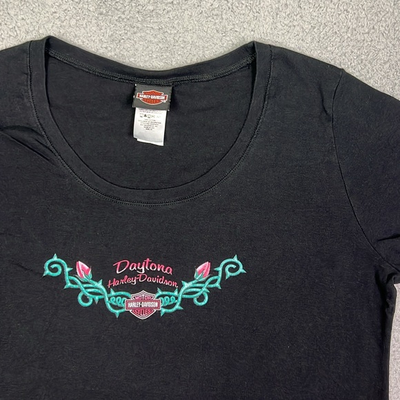 Y2K Floral Harley Davidson T-shirt - Picture 2 of 4